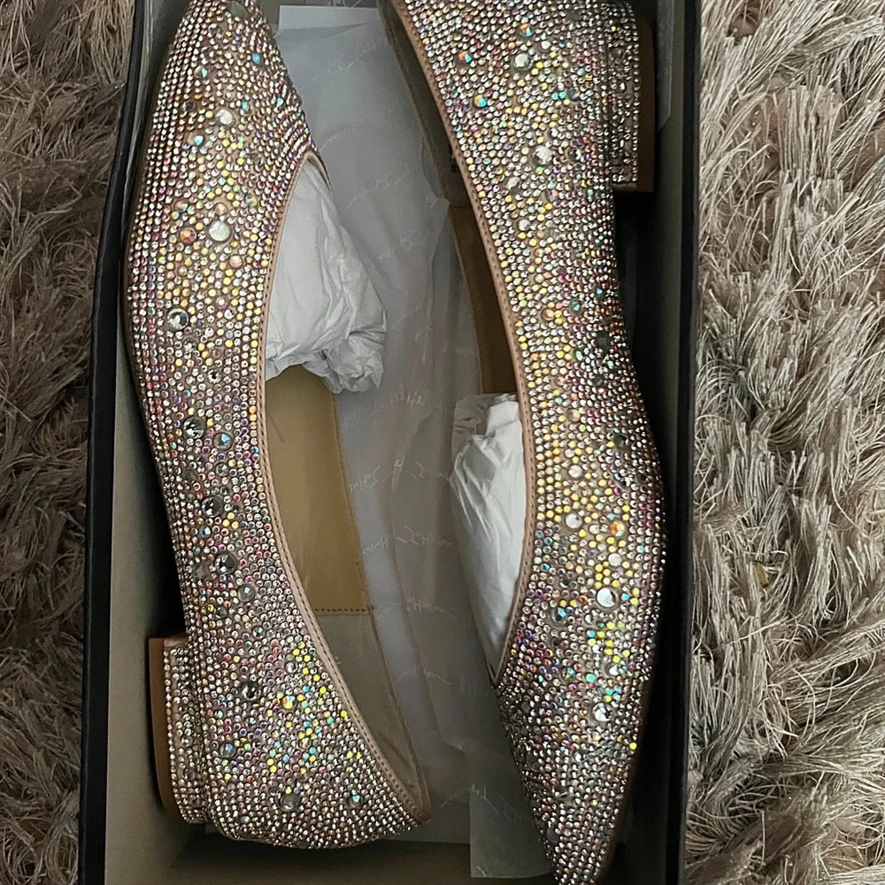Betsey Johnson Nude Satin Sparkle Flat w/ small heel